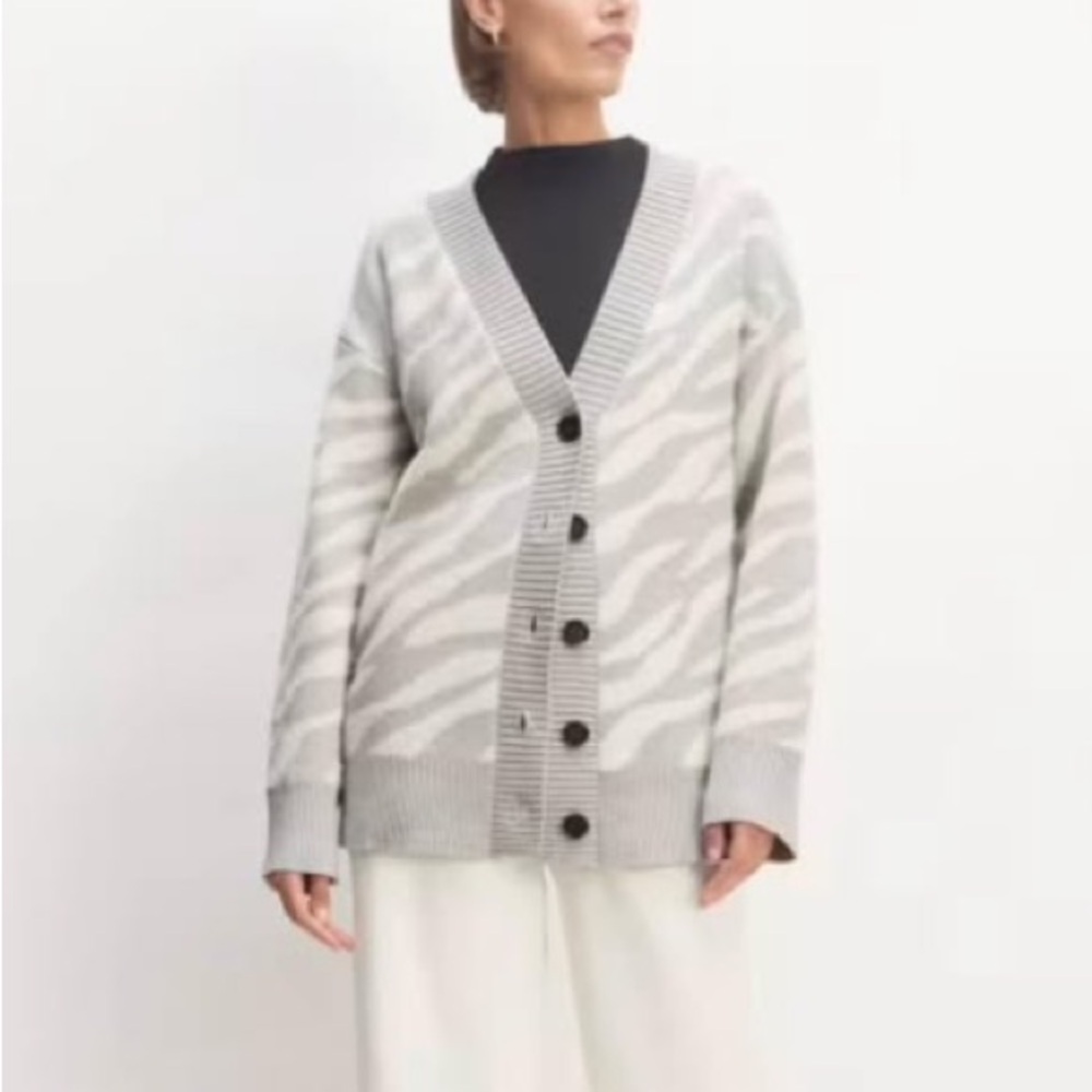 Everlane Alpaca Tiger Jacquard Cardigan XS